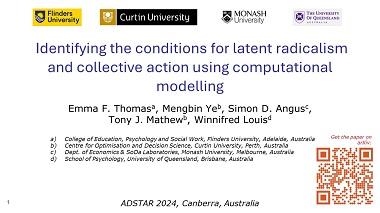 Identifying the conditions for latent radicalism and collective action using computational modelling